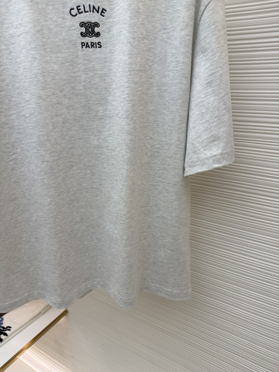 CELINE 赛琳 纯色logo印花圆领短袖 T恤 夏款 白色 灰色 蓝色 A0 RX0LJ1242-01OB