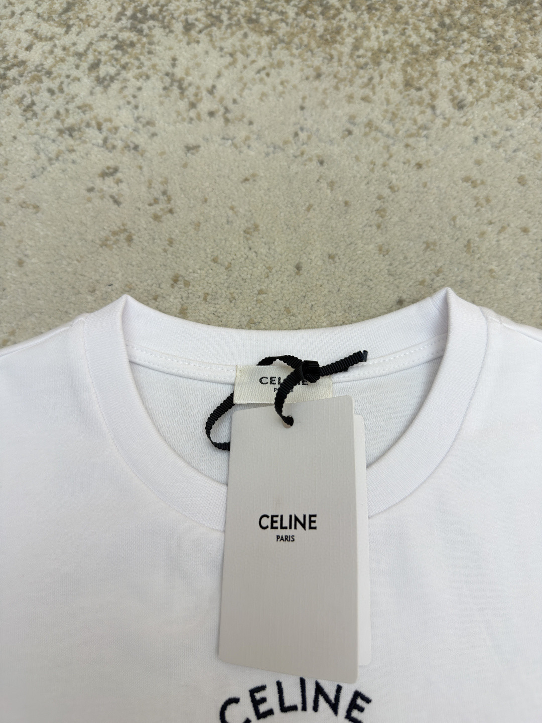 CELINE 赛琳 纯色logo印花圆领短袖 T恤 夏款 白色 灰色 蓝色 A0 RX0LJ1242-01OB