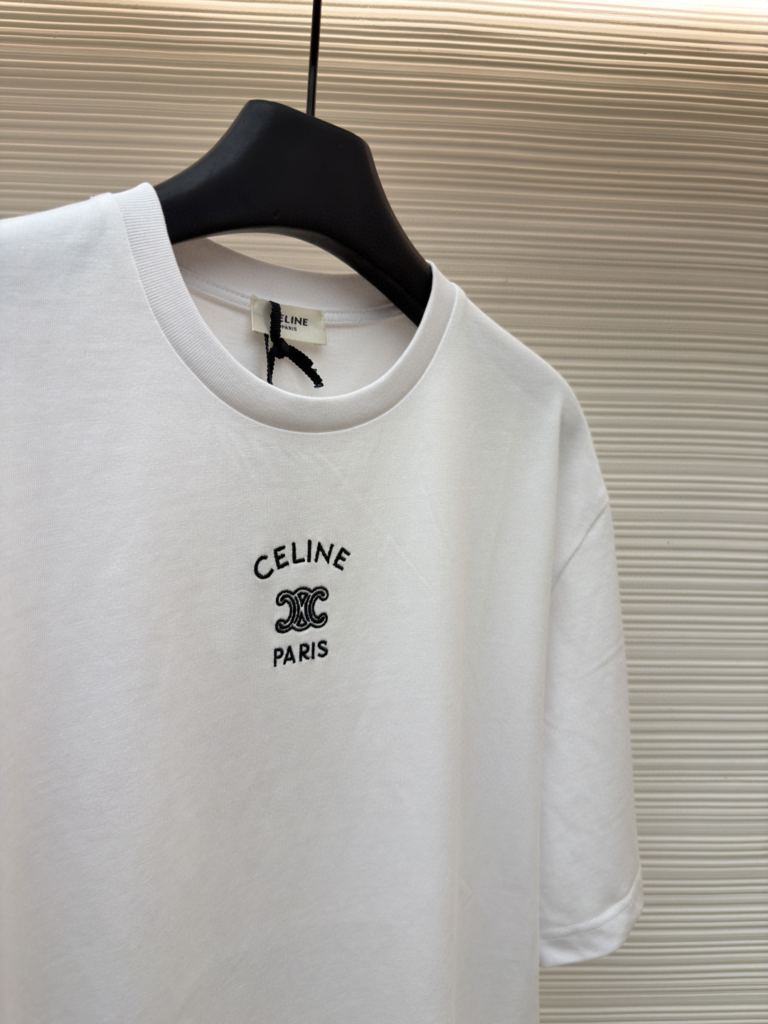 CELINE 赛琳 纯色logo印花圆领短袖 T恤 夏款 白色 灰色 蓝色 A0 RX0LJ1242-01OB