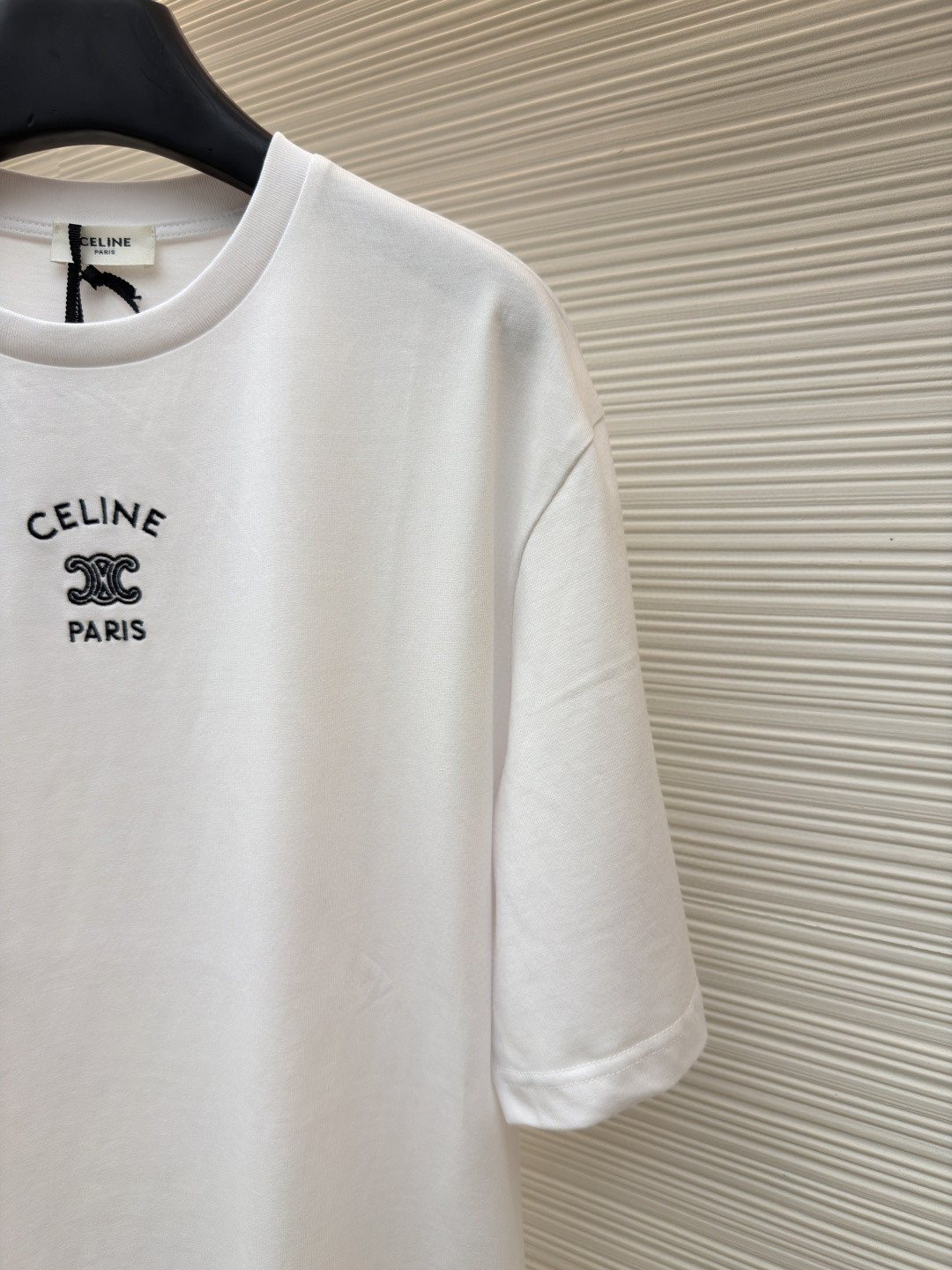 CELINE 赛琳 纯色logo印花圆领短袖 T恤 夏款 白色 灰色 蓝色 A0 RX0LJ1242-01OB