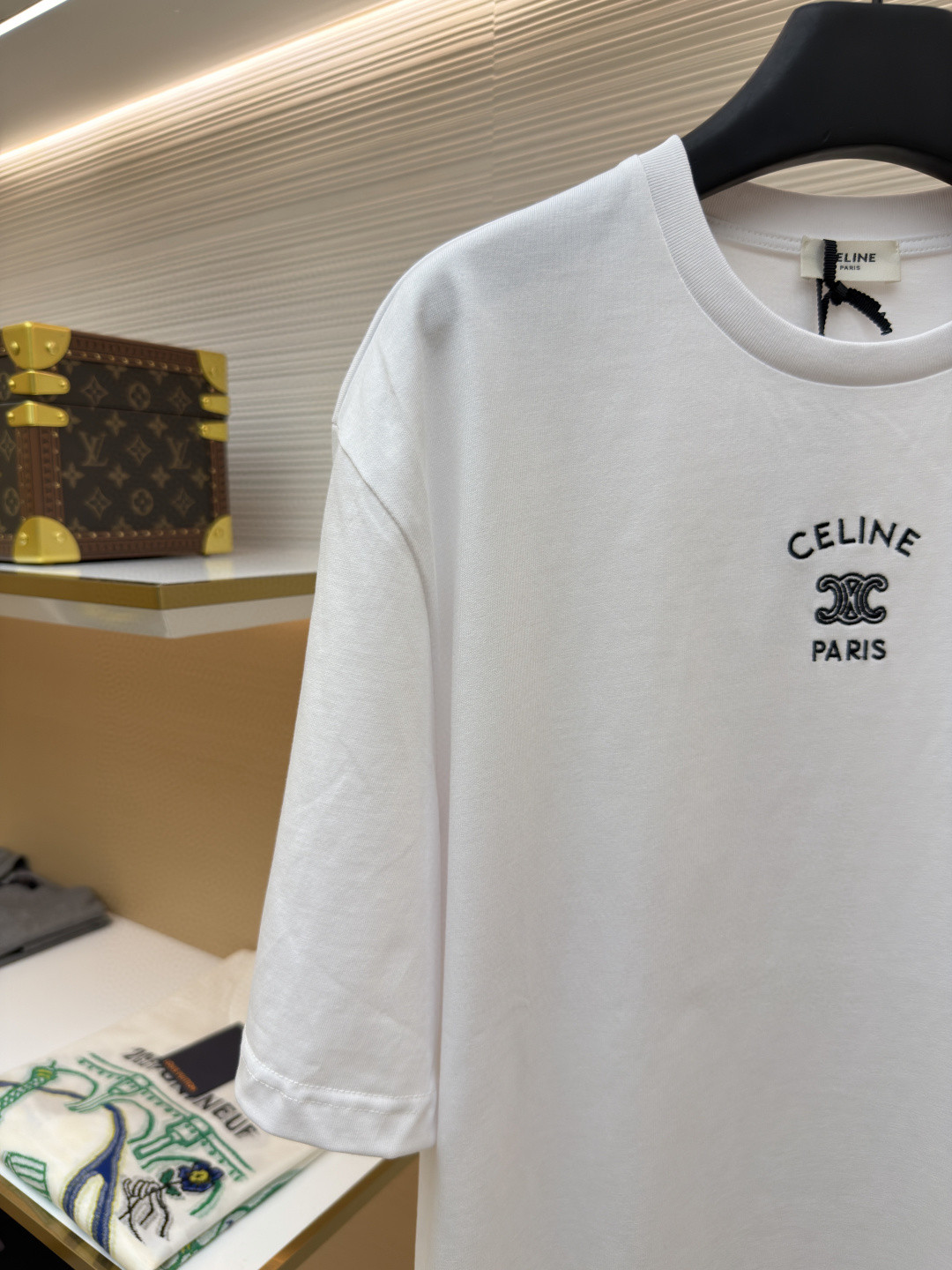 CELINE 赛琳 纯色logo印花圆领短袖 T恤 夏款 白色 灰色 蓝色 A0 RX0LJ1242-01OB