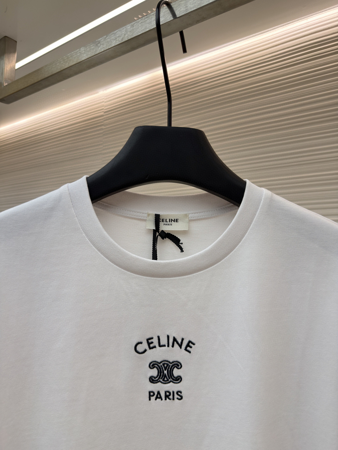 CELINE 赛琳 纯色logo印花圆领短袖 T恤 夏款 白色 灰色 蓝色 A0 RX0LJ1242-01OB