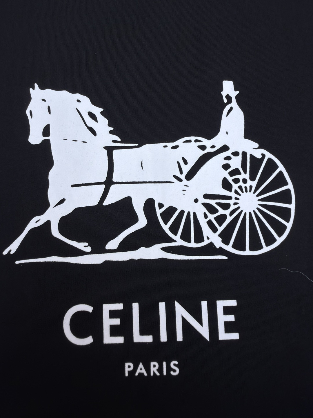 CELINE 赛琳 马车印花圆领短袖 T恤 夏款 黑色 白色 A0 RX0LB1242-01OK