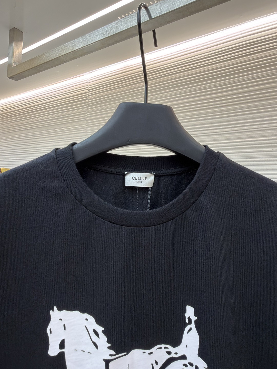 CELINE 赛琳 马车印花圆领短袖 T恤 夏款 黑色 白色 A0 RX0LB1242-01OK