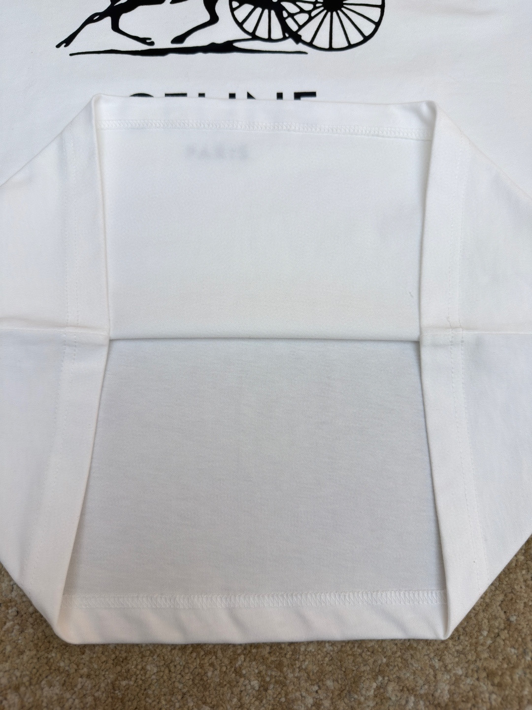 CELINE 赛琳 马车印花圆领短袖 T恤 夏款 黑色 白色 A0 RX0LB1242-01OK