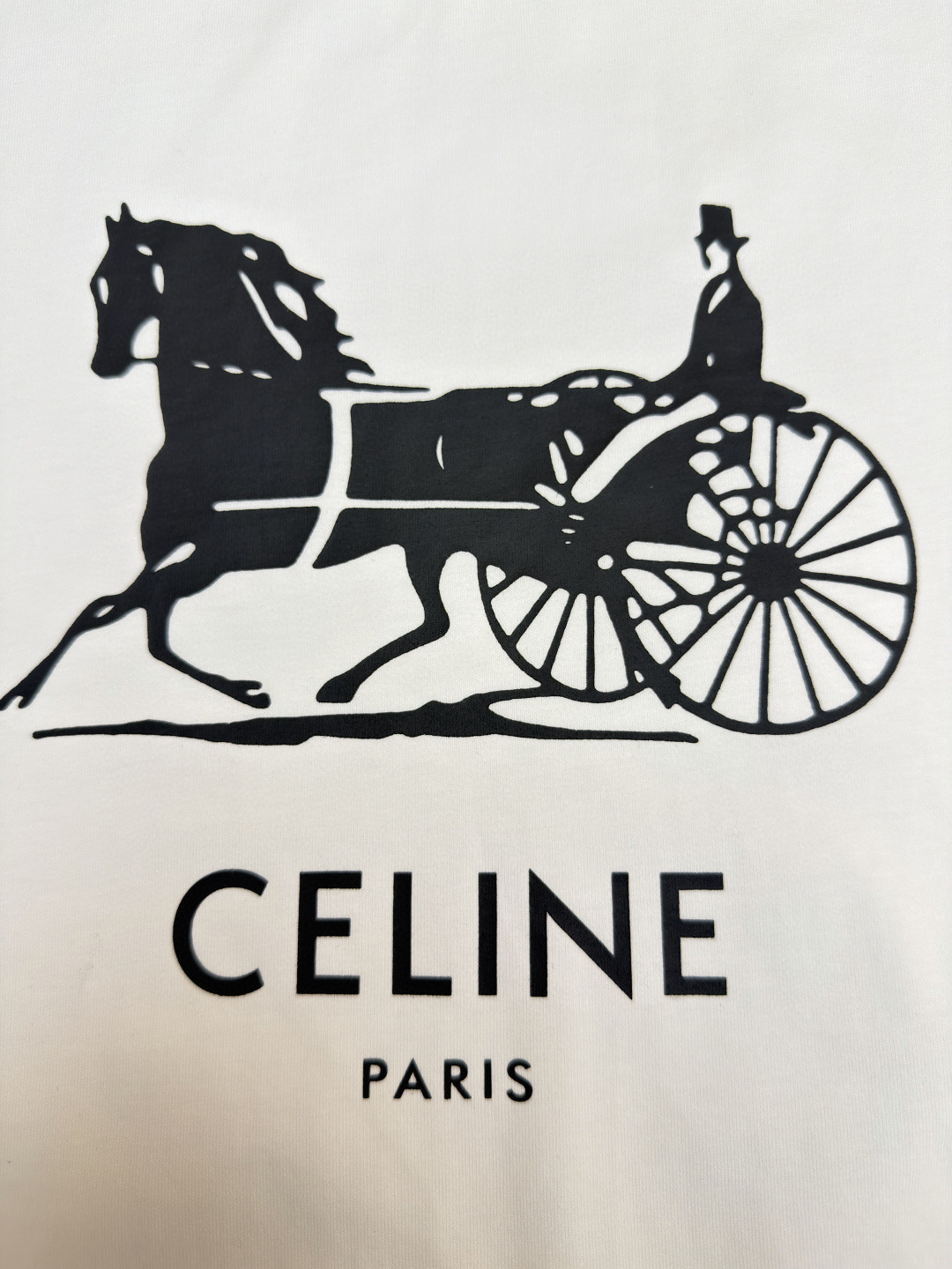 CELINE 赛琳 马车印花圆领短袖 T恤 夏款 黑色 白色 A0 RX0LB1242-01OK