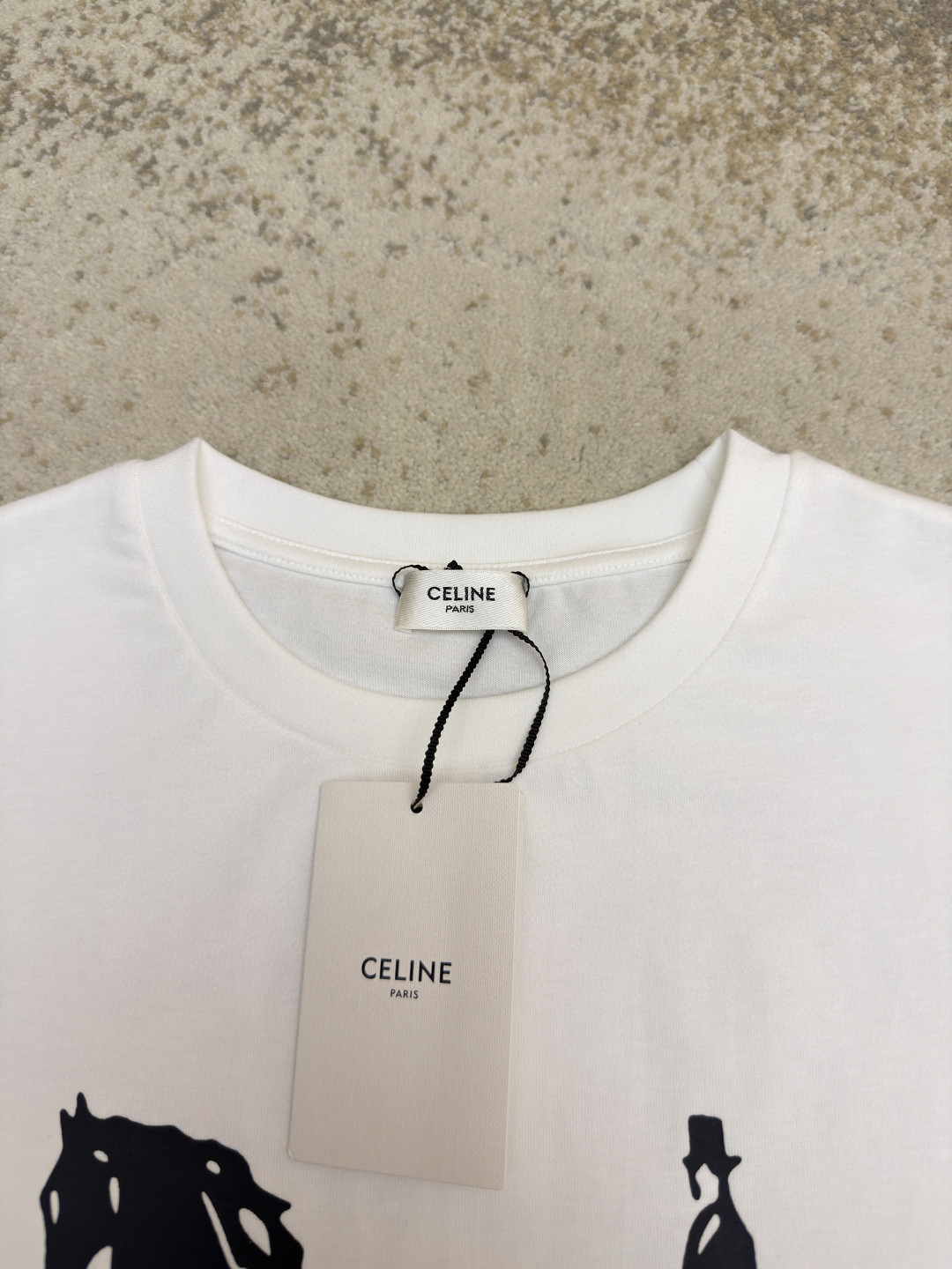 CELINE 赛琳 马车印花圆领短袖 T恤 夏款 黑色 白色 A0 RX0LB1242-01OK