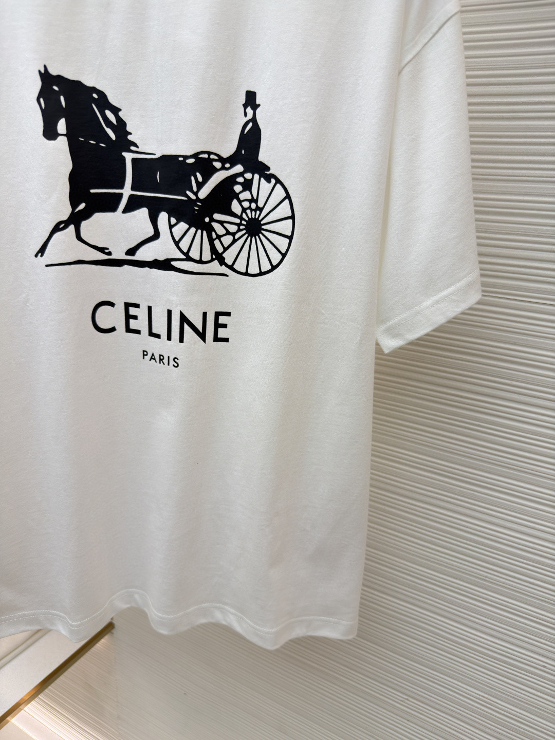 CELINE 赛琳 马车印花圆领短袖 T恤 夏款 黑色 白色 A0 RX0LB1242-01OK