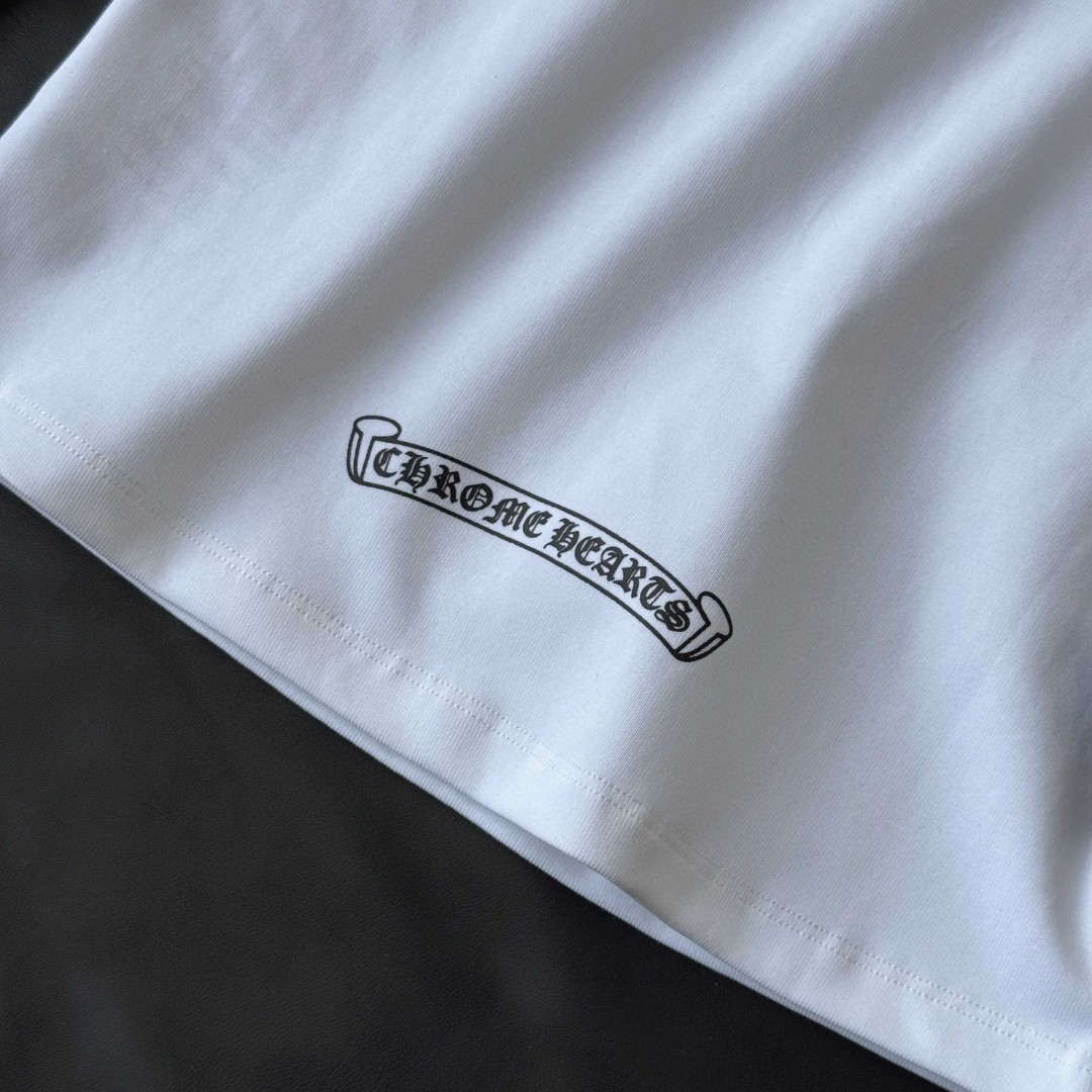 Chrome Hearts 克罗心 梵文黑白七分袖T恤 短袖 打底衫 女款 黑白 A5