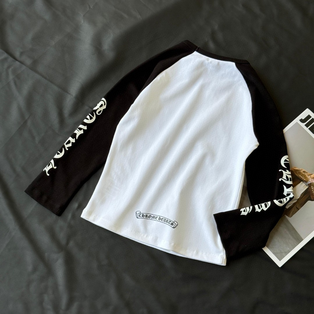 Chrome Hearts 克罗心 梵文黑白七分袖T恤 短袖 打底衫 女款 黑白 A5
