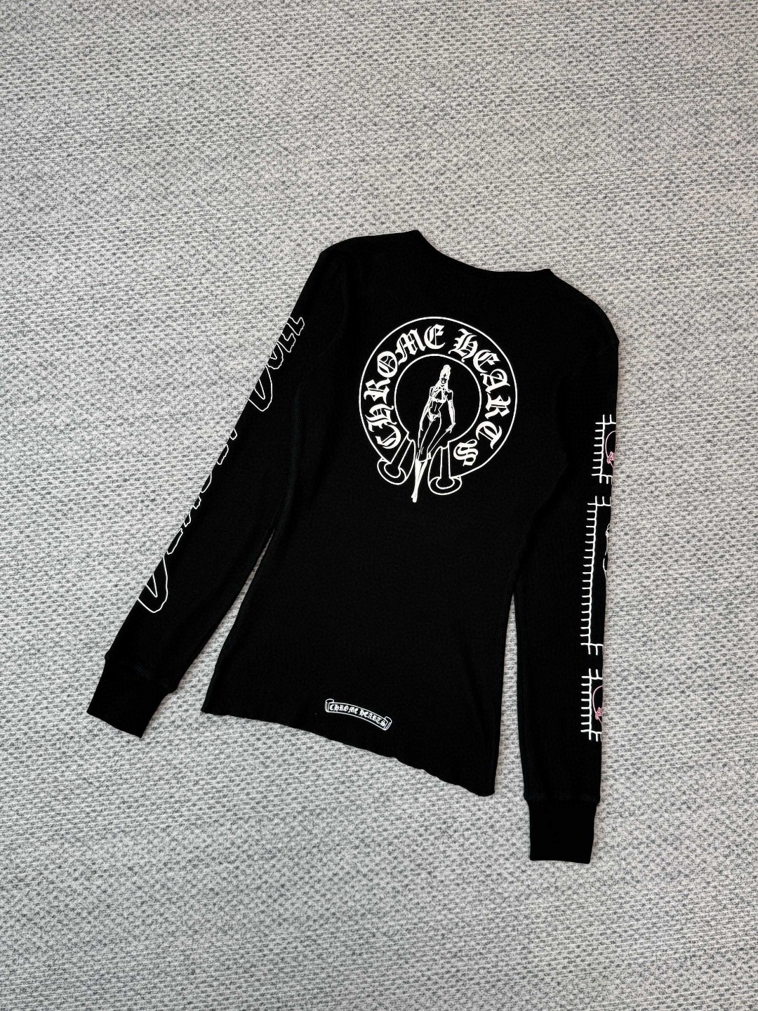 Chrome Hearts 克罗心 Deadlydoll 联名款 华夫格女神长袖T恤 打底衫 女款 白色 黑色 A5