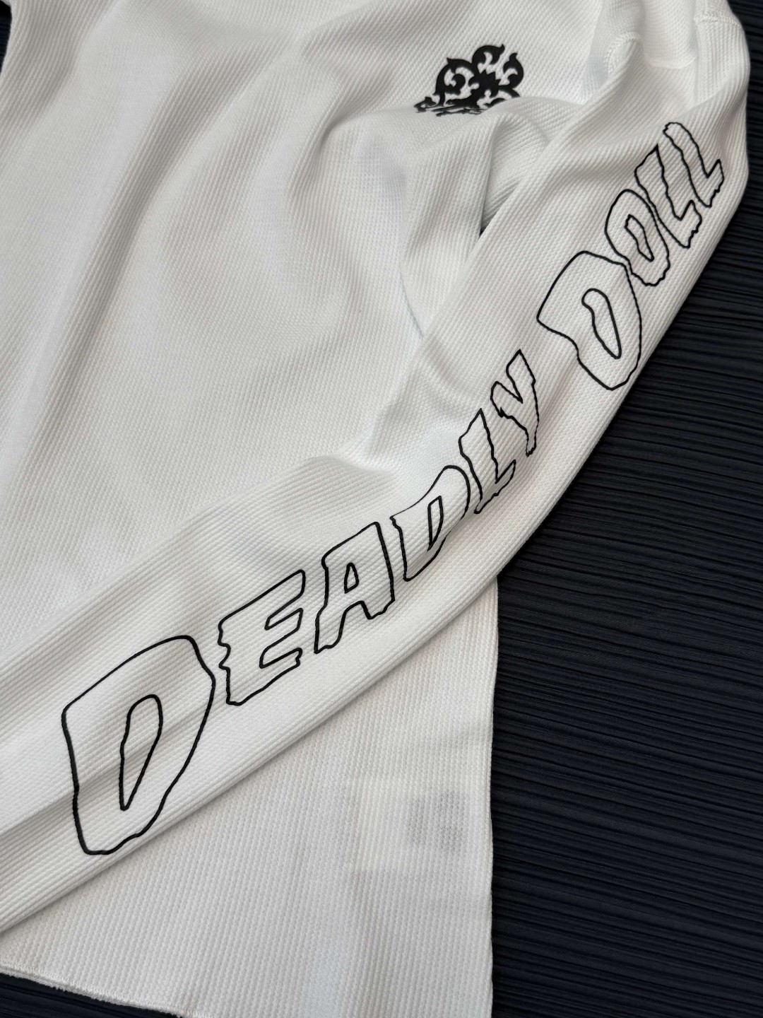 Chrome Hearts 克罗心 Deadlydoll 联名款 华夫格女神长袖T恤 打底衫 女款 白色 黑色 A5