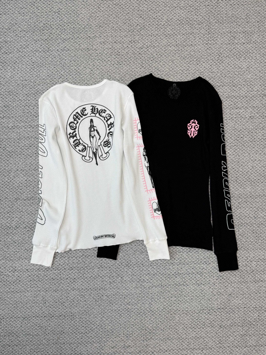 Chrome Hearts 克罗心 Deadlydoll 联名款 华夫格女神长袖T恤 打底衫 女款 白色 黑色 A5