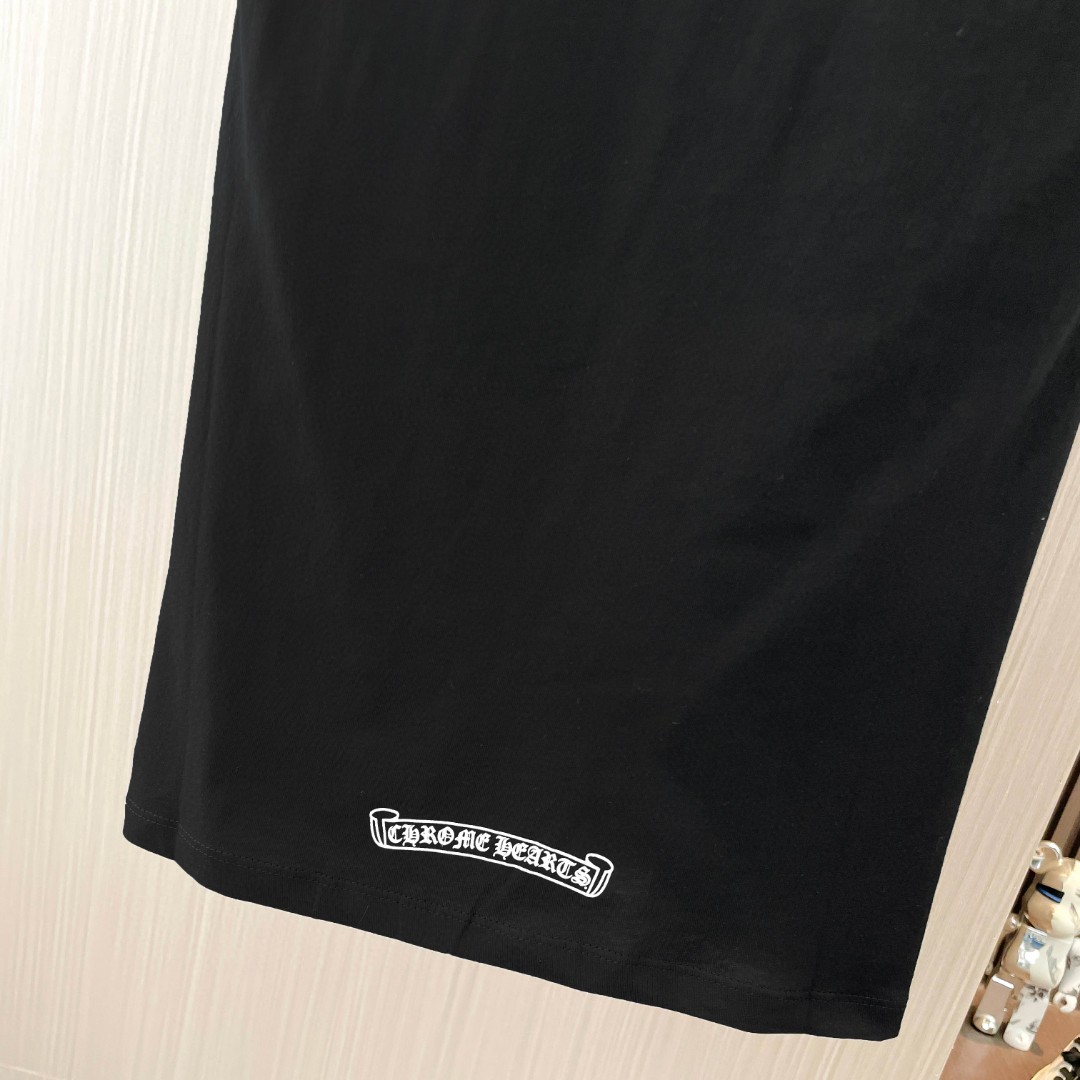 Chrome Hearts 克罗心 三元素印花V领修身短袖 T恤 夏季 女款 黑色 A2