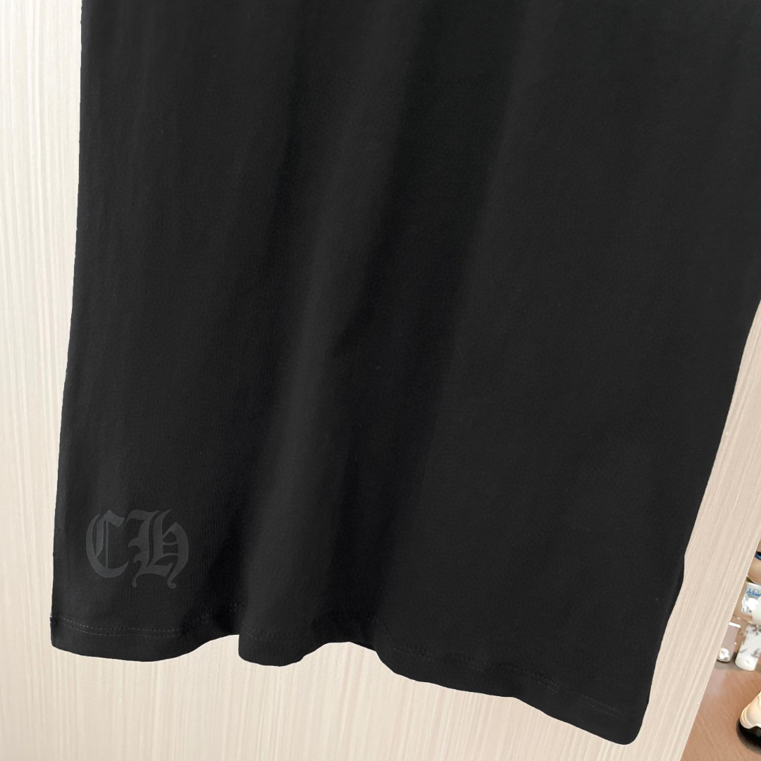 Chrome Hearts 克罗心 三元素印花V领修身短袖 T恤 夏季 女款 黑色 A2