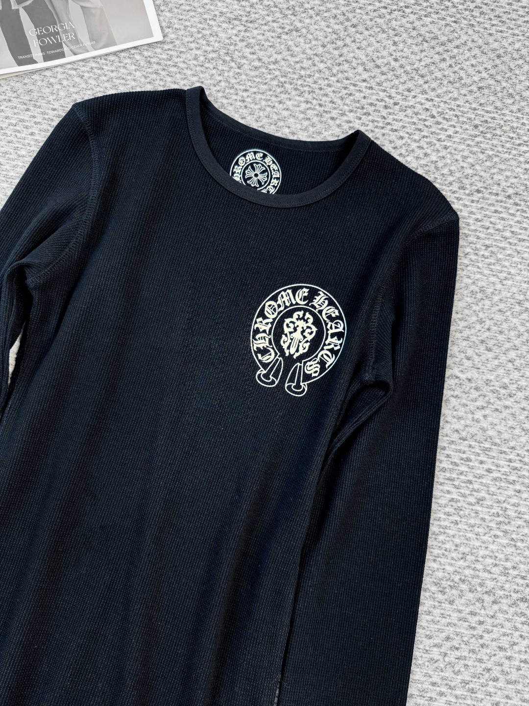 Chrome Hearts 克罗心 华夫格系列 红蓝撞色长袖T恤 打底衫 女款 白色 黑色 A5