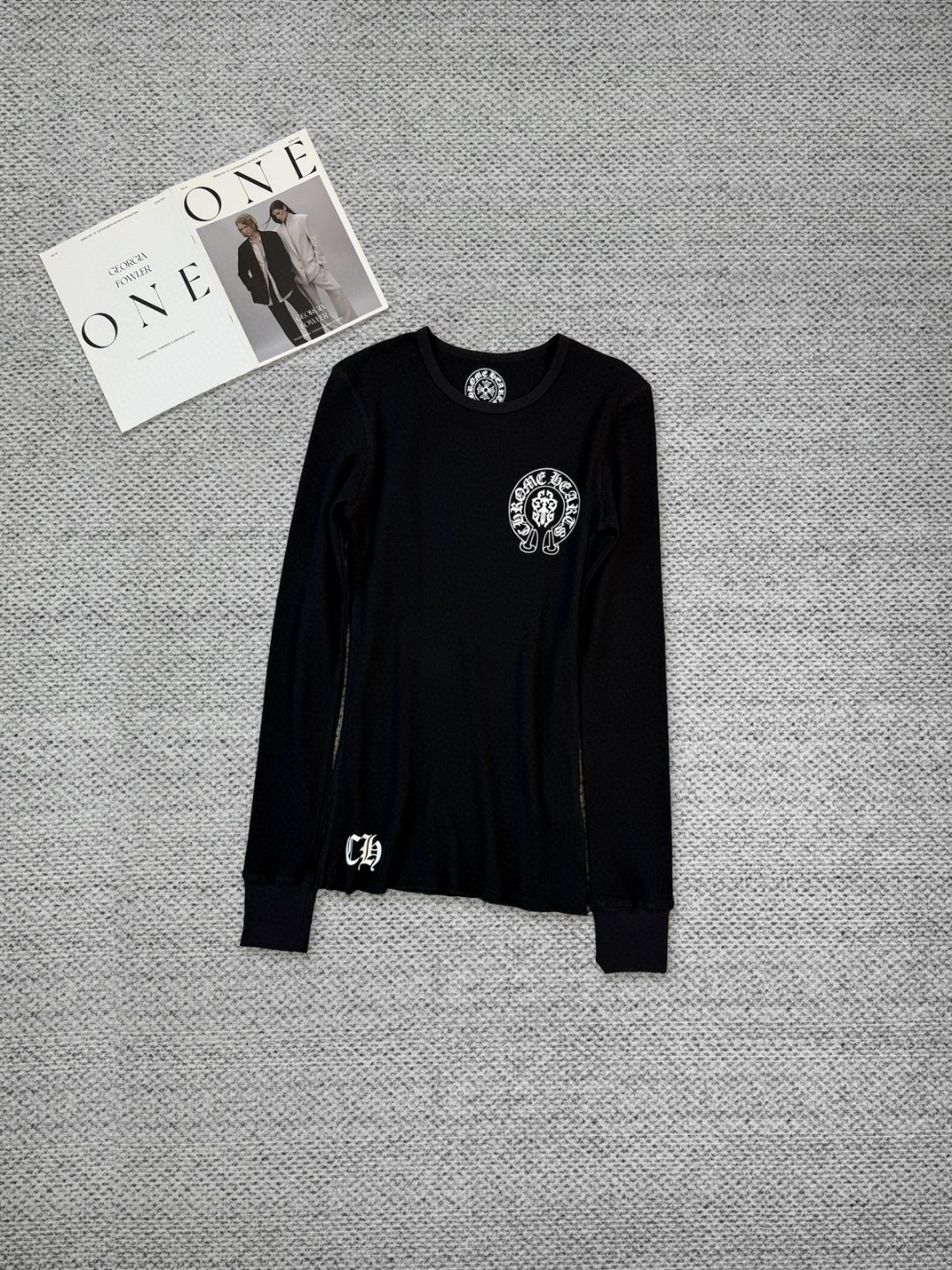 Chrome Hearts 克罗心 华夫格系列 红蓝撞色长袖T恤 打底衫 女款 白色 黑色 A5