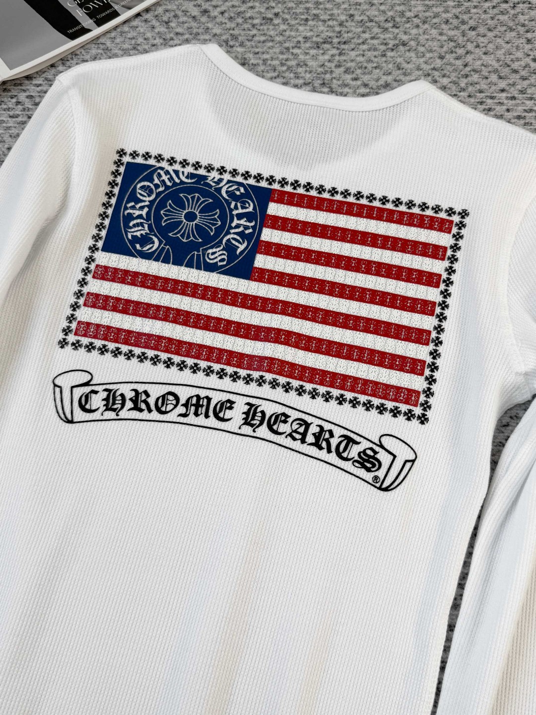 Chrome Hearts 克罗心 华夫格系列 红蓝撞色长袖T恤 打底衫 女款 白色 黑色 A5