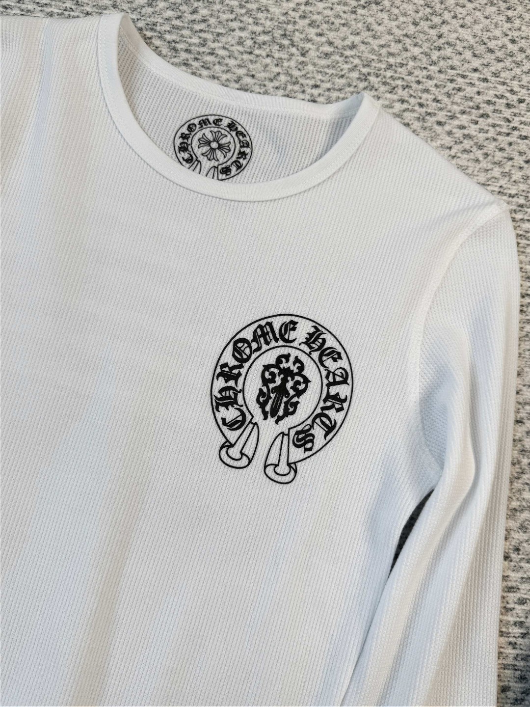 Chrome Hearts 克罗心 华夫格系列 红蓝撞色长袖T恤 打底衫 女款 白色 黑色 A5