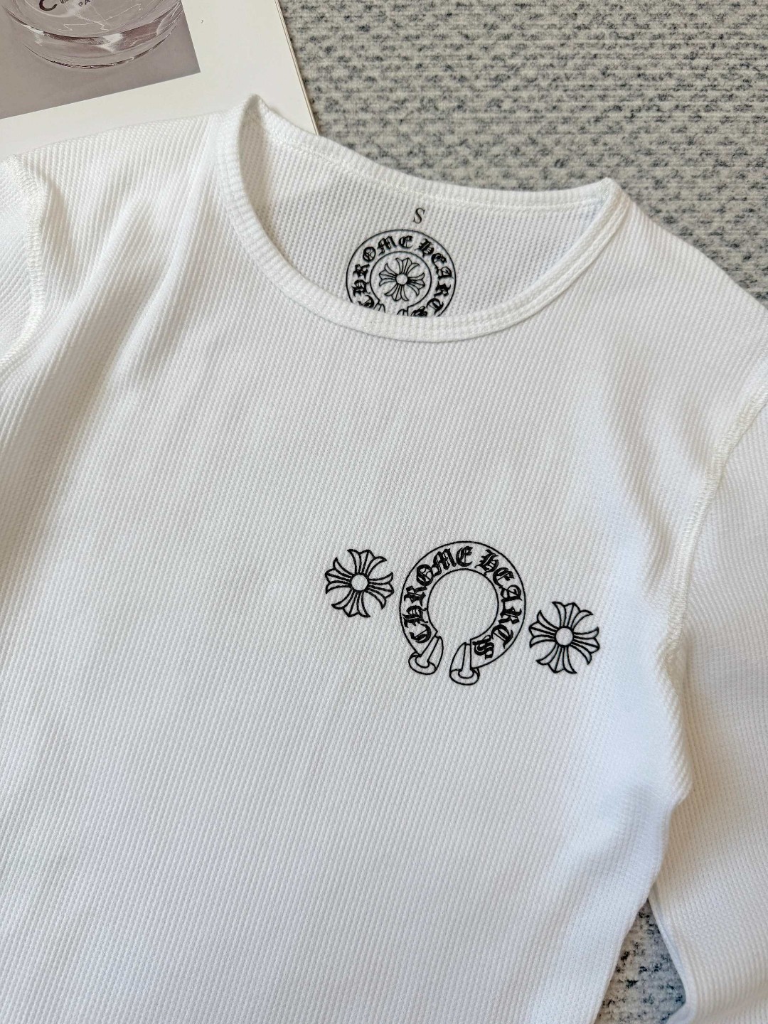Chrome Hearts 克罗心 华夫格系列 三元马蹄长袖T恤 打底衫 女款 白色 A5
