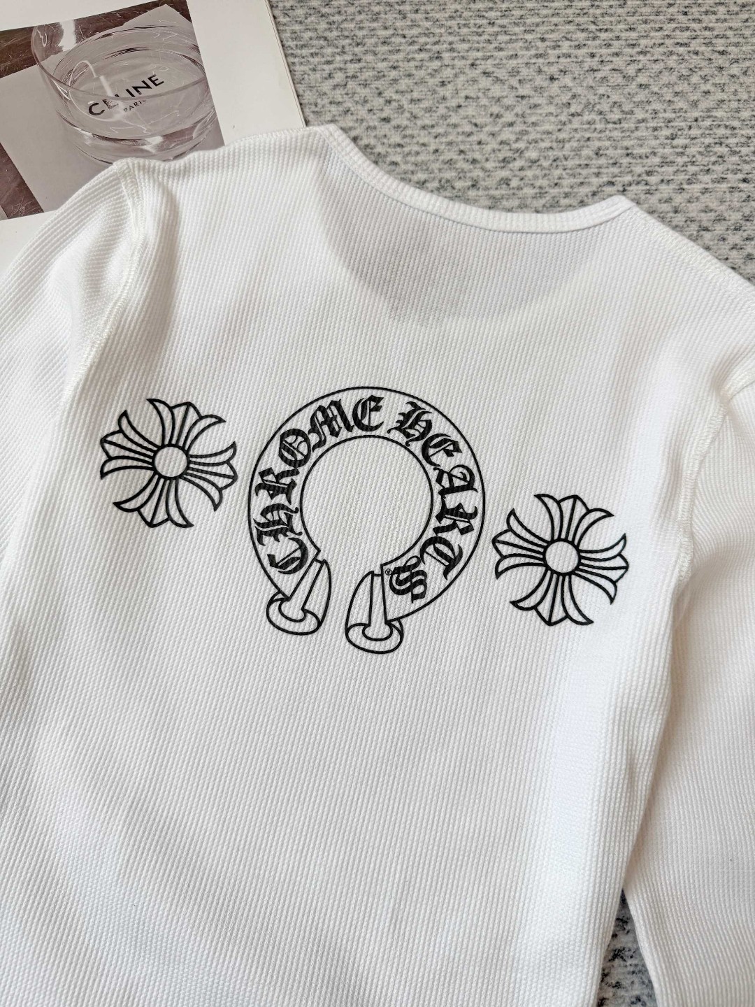 Chrome Hearts 克罗心 华夫格系列 三元马蹄长袖T恤 打底衫 女款 白色 A5