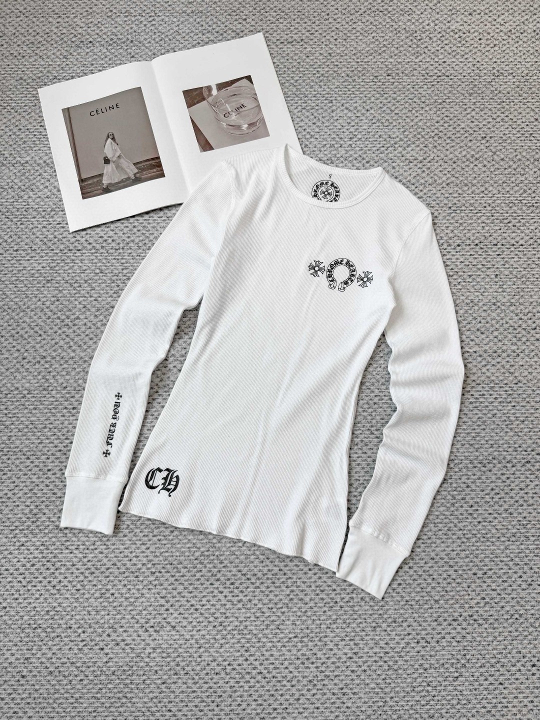 Chrome Hearts 克罗心 华夫格系列 三元马蹄长袖T恤 打底衫 女款 白色 A5