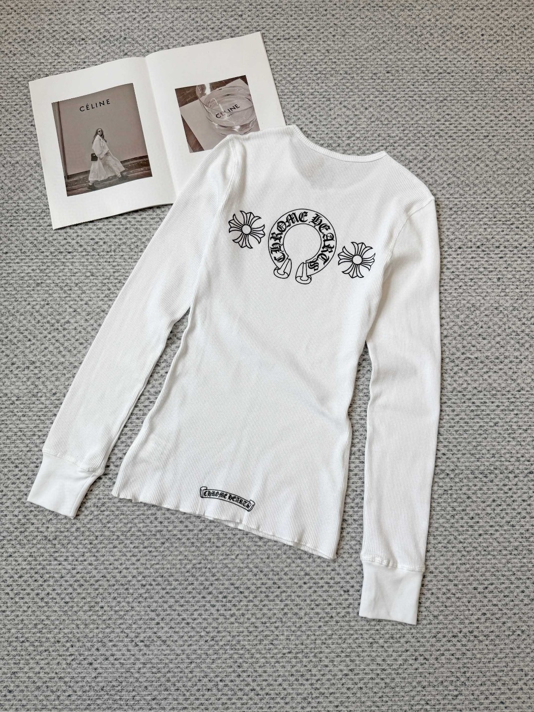 Chrome Hearts 克罗心 华夫格系列 三元马蹄长袖T恤 打底衫 女款 白色 A5