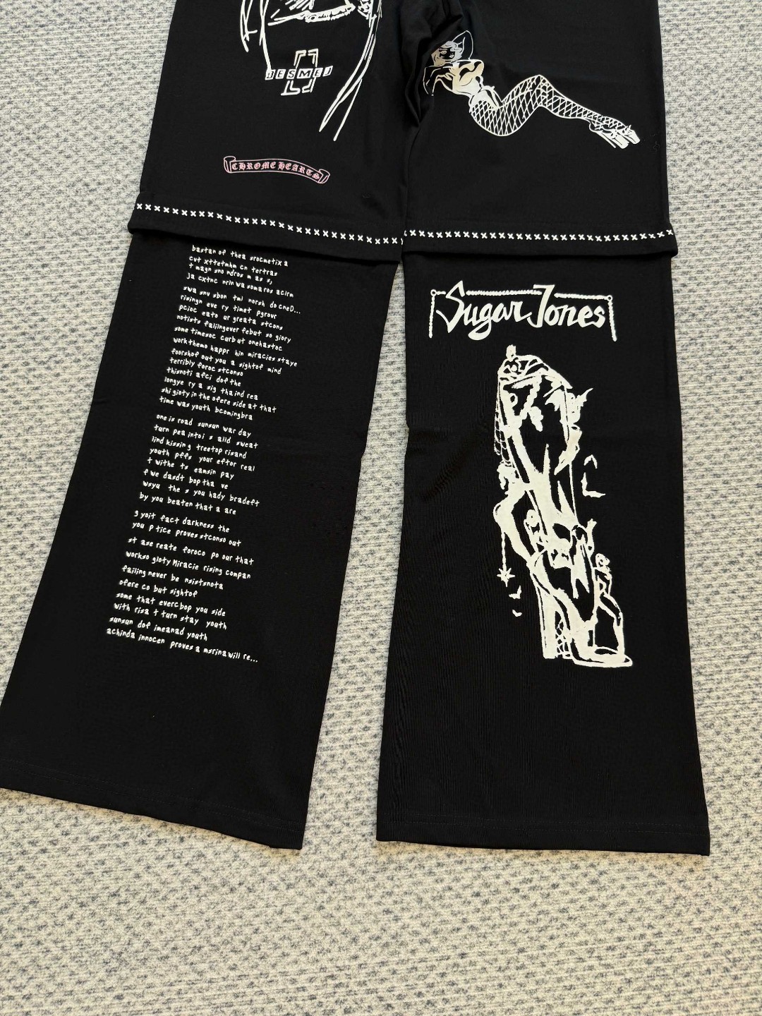 Chrome Hearts 克罗心 漫画松紧腰卫裤 裤子 长裤 休闲裤 运动裤 夏季 女款 黑色 白色 B0