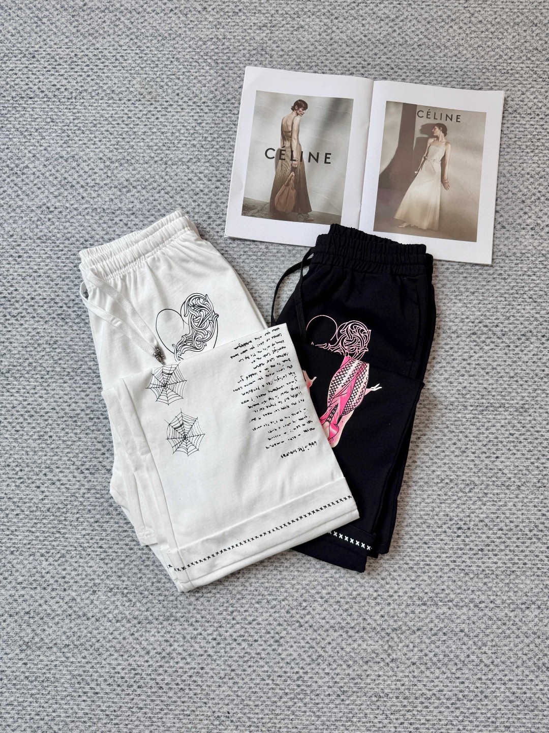 Chrome Hearts 克罗心 漫画松紧腰卫裤 裤子 长裤 休闲裤 运动裤 夏季 女款 黑色 白色 B0