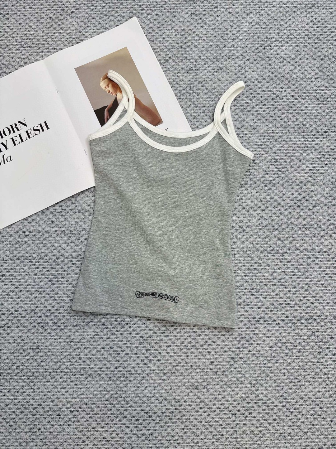 Chrome Hearts 克罗心 logo印花吊带背心 短袖 夏季 女款 白蓝 灰色 黑色 红色 黄色 白绿 A2