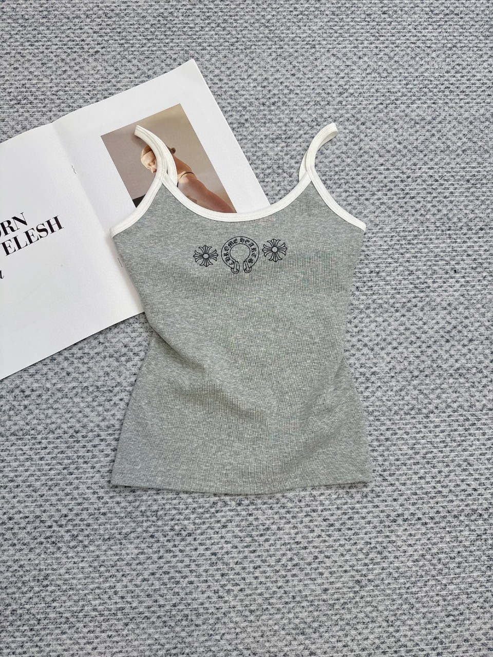 Chrome Hearts 克罗心 logo印花吊带背心 短袖 夏季 女款 白蓝 灰色 黑色 红色 黄色 白绿 A2