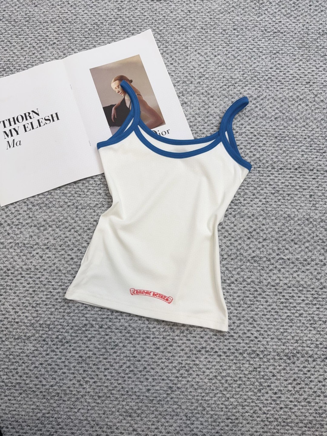 Chrome Hearts 克罗心 logo印花吊带背心 短袖 夏季 女款 白蓝 灰色 黑色 红色 黄色 白绿 A2