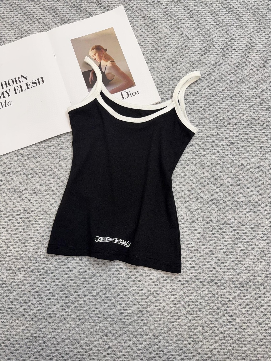 Chrome Hearts 克罗心 logo印花吊带背心 短袖 夏季 女款 白蓝 灰色 黑色 红色 黄色 白绿 A2