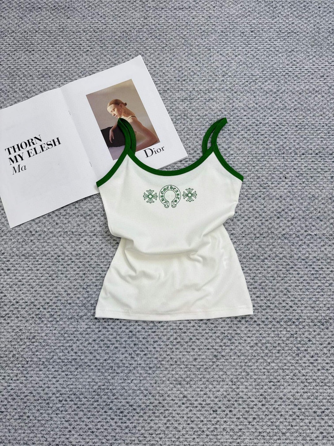 Chrome Hearts 克罗心 logo印花吊带背心 短袖 夏季 女款 白蓝 灰色 黑色 红色 黄色 白绿 A2