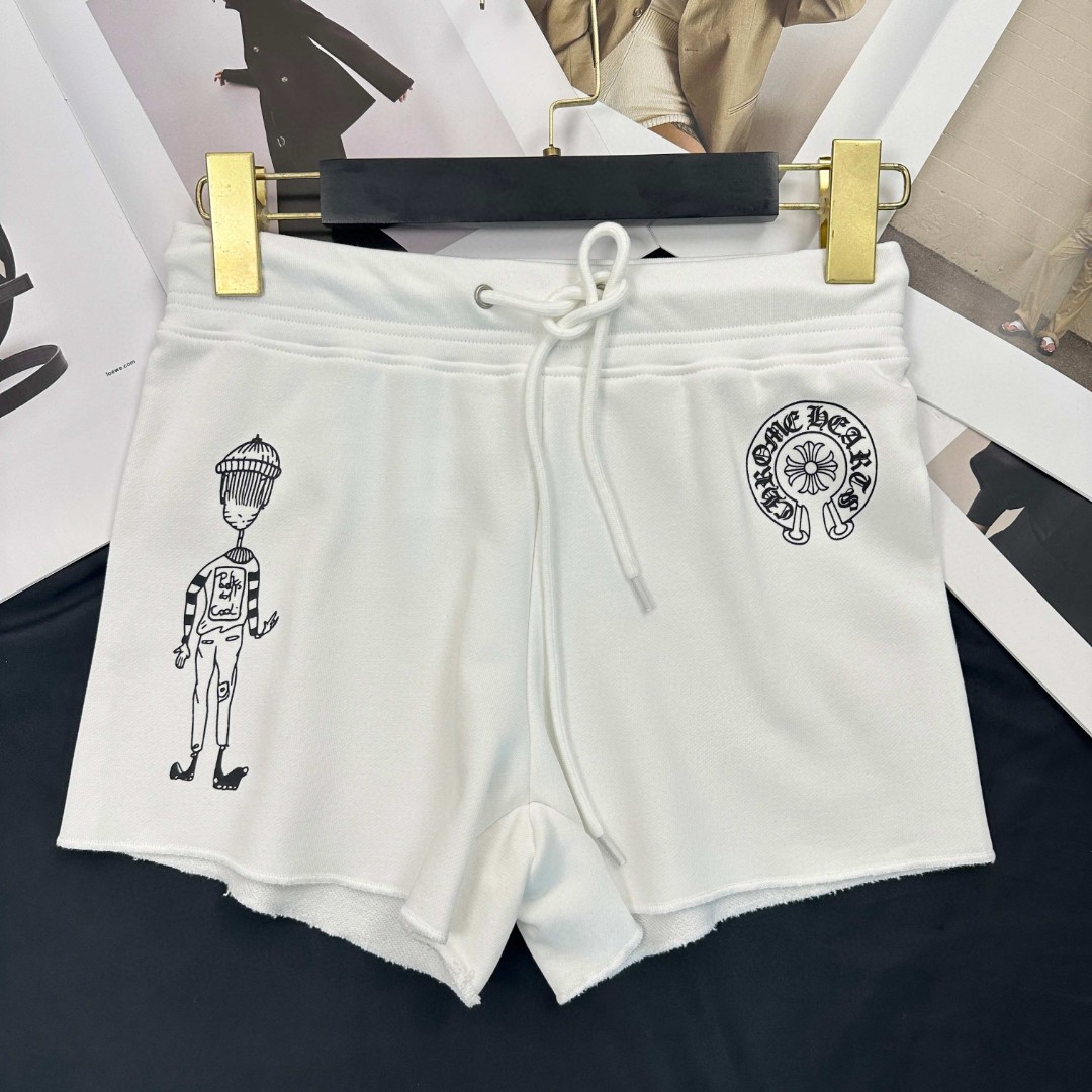 Chrome Hearts 克罗心 Mattyboy联名款 马蹄印花松紧腰短裤 裤子 休闲裤 运动裤 夏季 女款 黑色 白色 A2
