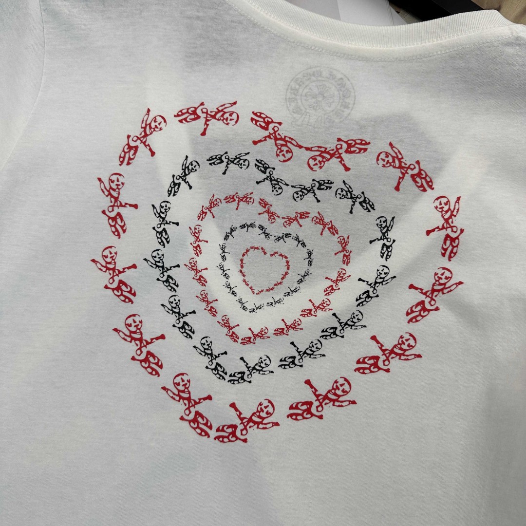 Chrome Hearts 克罗心 中古爱心V领短袖 T恤 夏季 女款 白色 A2