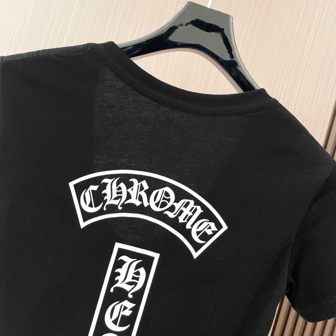 Chrome Hearts 克罗心 马蹄梵文T型印花V领短袖 T恤 夏季 女款 黑色 白色 A2