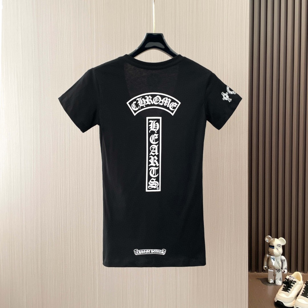 Chrome Hearts 克罗心 马蹄梵文T型印花V领短袖 T恤 夏季 女款 黑色 白色 A2