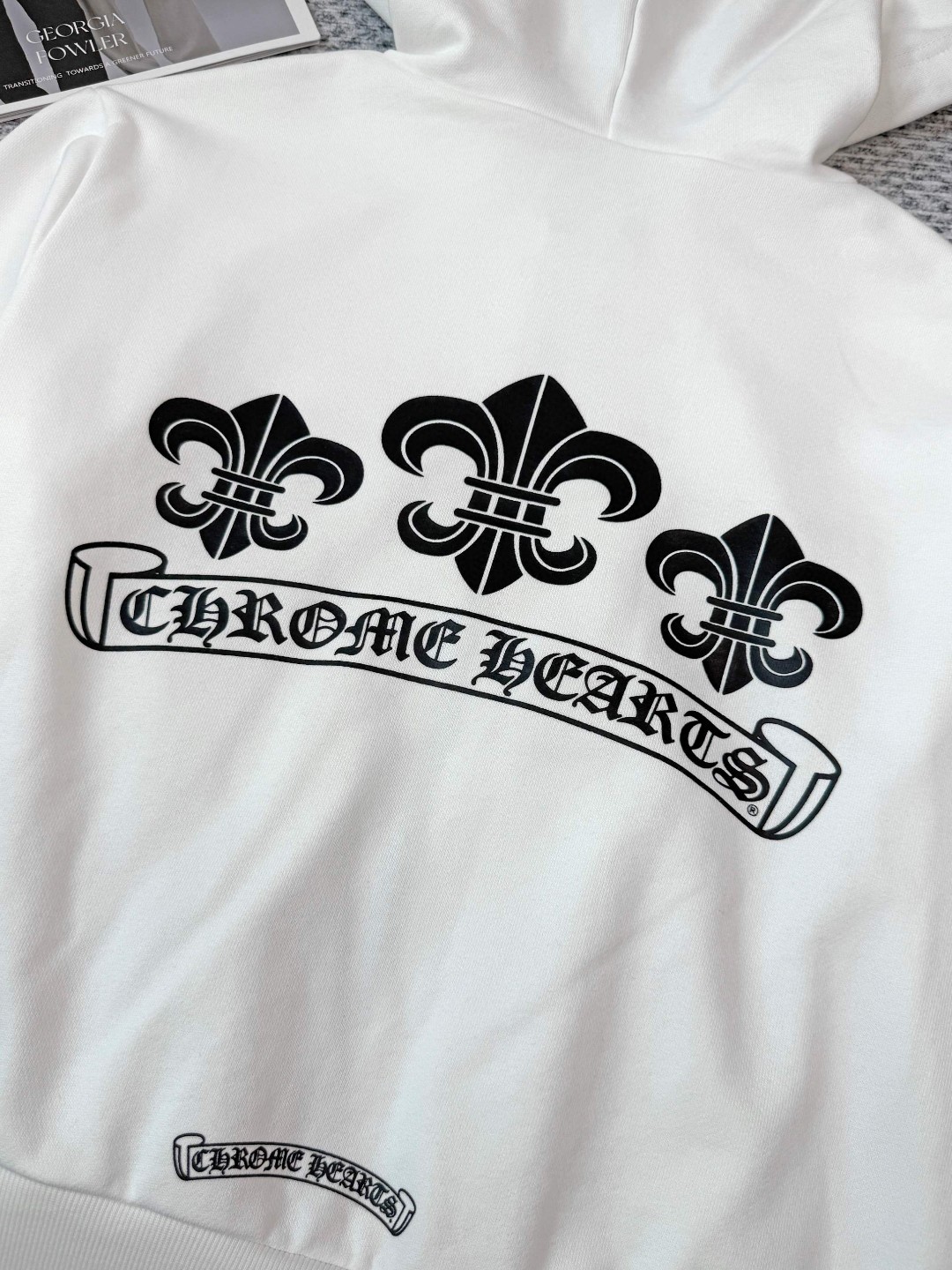 Chrome Hearts 克罗心 船锚印花拉链连帽卫衣 短款 外套 女款 白色 B0
