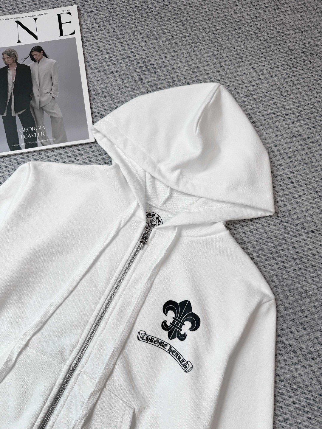 Chrome Hearts 克罗心 船锚印花拉链连帽卫衣 短款 外套 女款 白色 B0