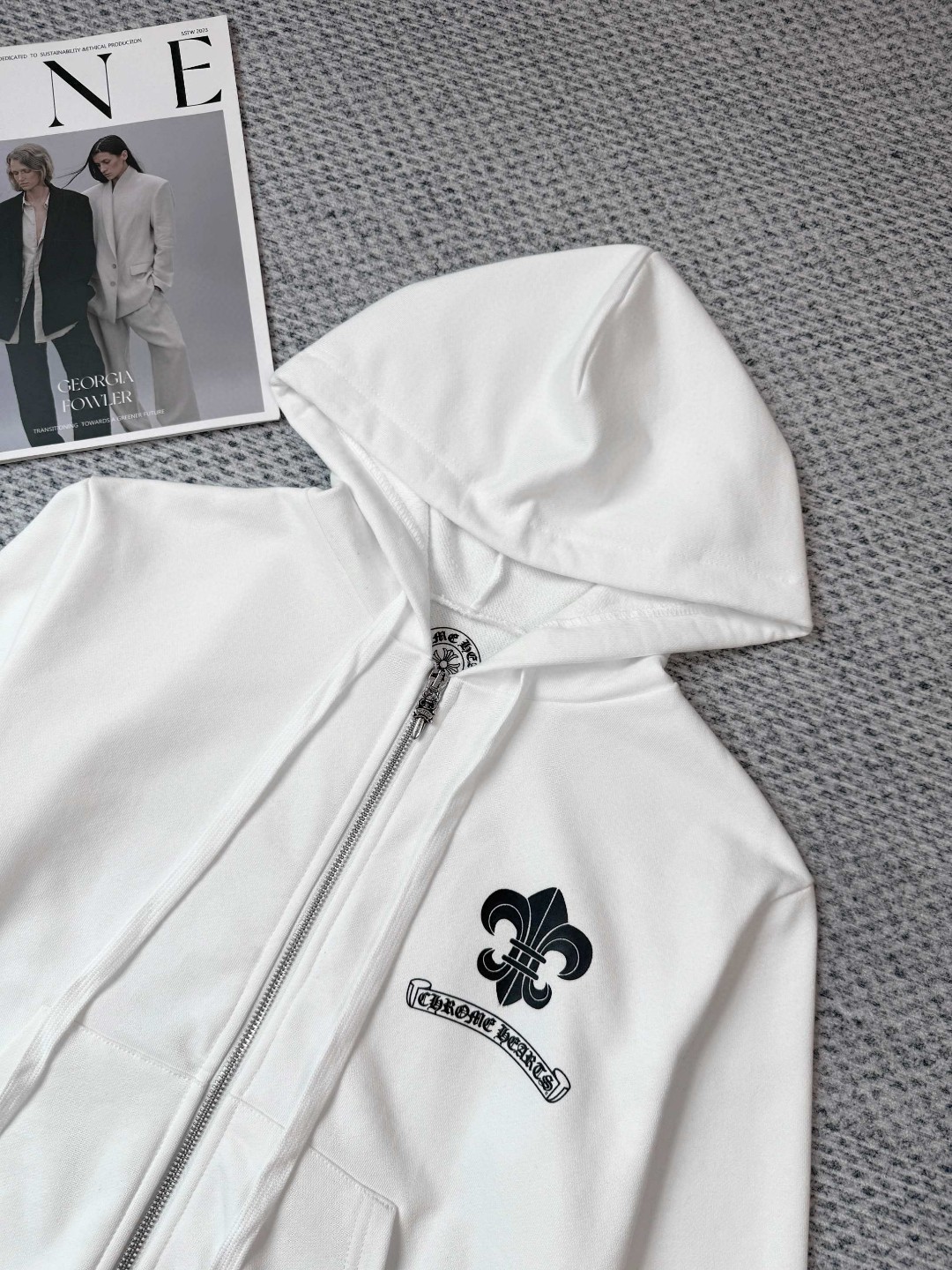 Chrome Hearts 克罗心 船锚印花拉链连帽卫衣 短款 外套 女款 白色 B0