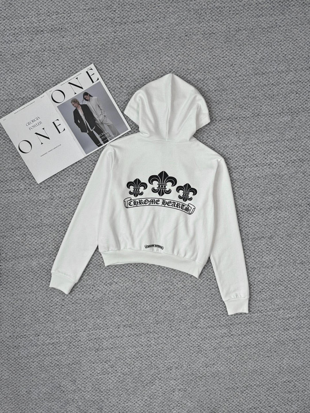 Chrome Hearts 克罗心 船锚印花拉链连帽卫衣 短款 外套 女款 白色 B0