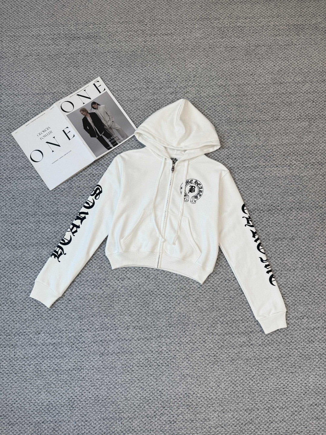 Chrome Hearts 克罗心 马蹄印花拉链连帽卫衣 短款 外套 女款 白色 B0