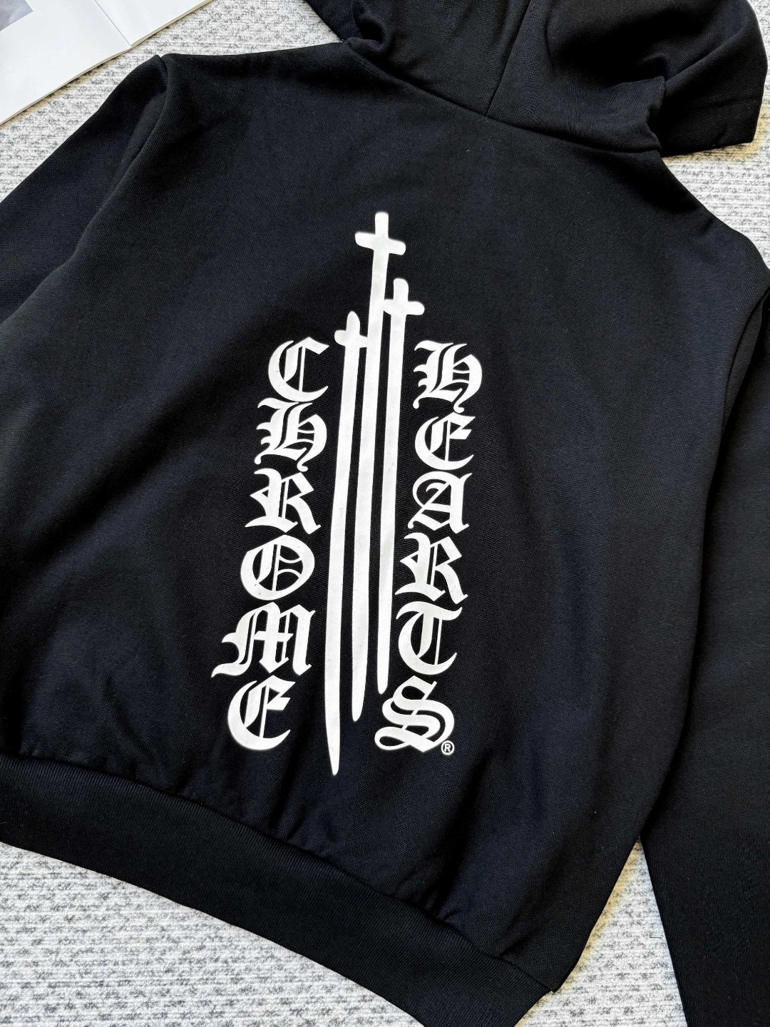 Chrome Hearts 克罗心 梵文十字印花拉链连帽卫衣 短款 外套 女款 黑色 B0