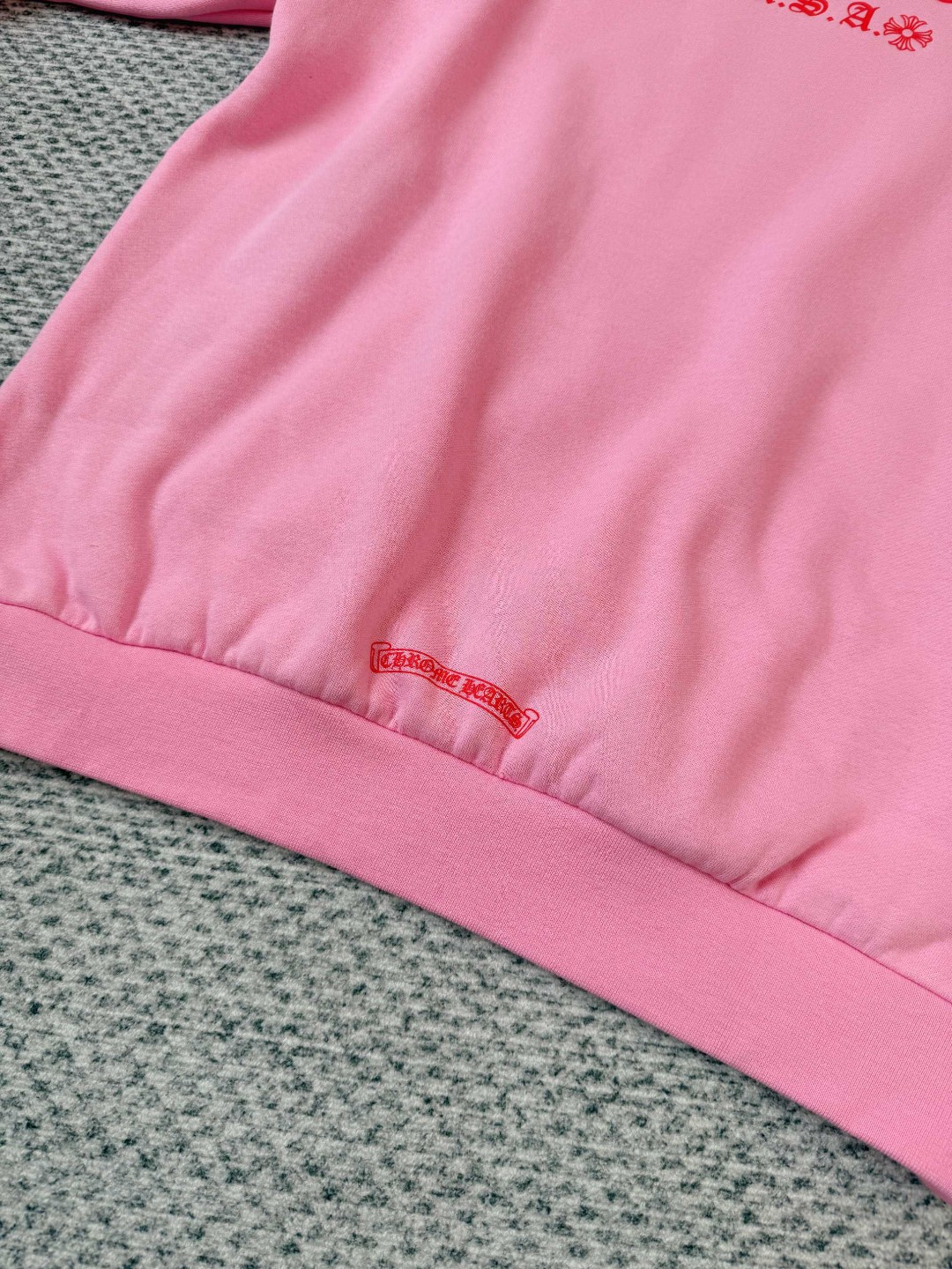 Chrome Hearts 克罗心 梵文印花抓绒连帽卫衣 外套 粉色 B0