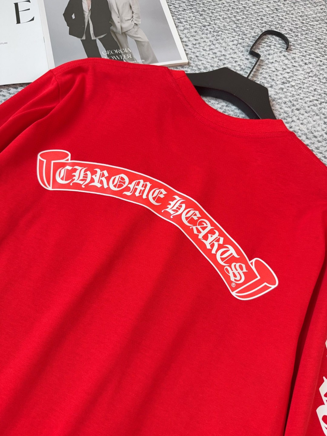 Chrome Hearts 克罗心 新年经典马蹄卷轴长袖T恤 打底衫 红色 A5