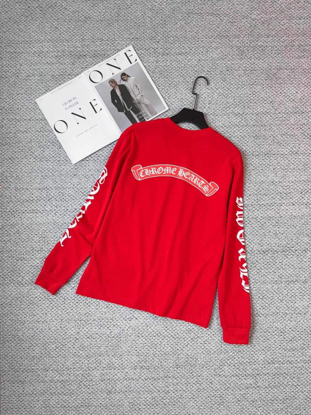 Chrome Hearts 克罗心 新年经典马蹄卷轴长袖T恤 打底衫 红色 A5