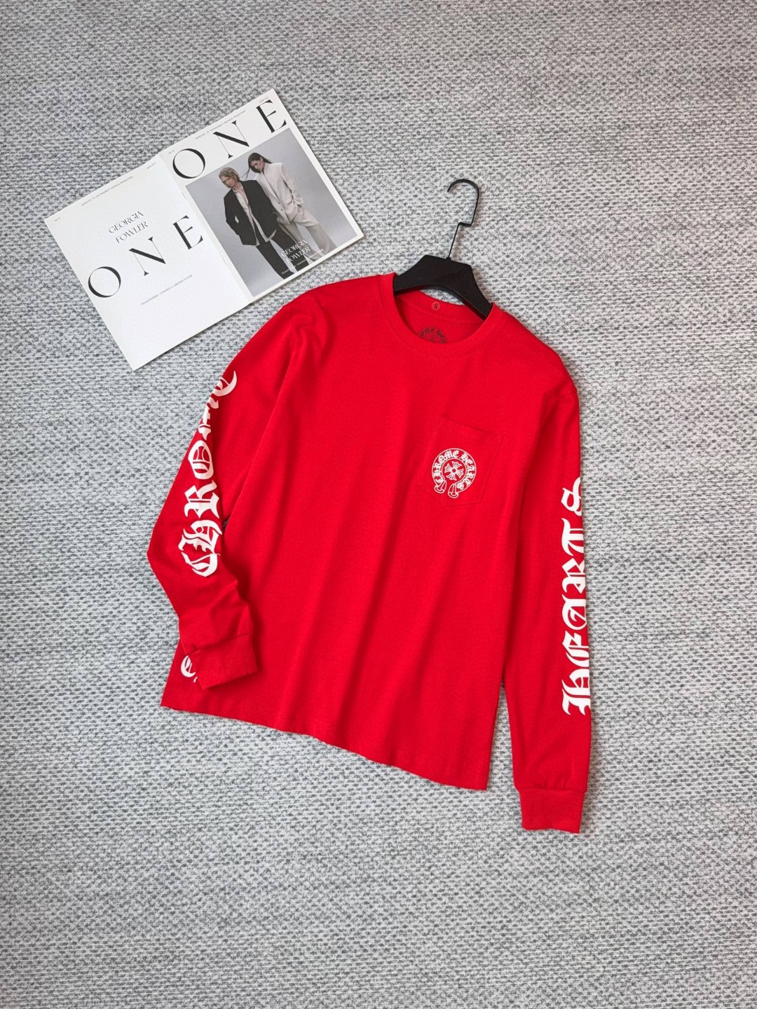 Chrome Hearts 克罗心 新年经典马蹄卷轴长袖T恤 打底衫 红色 A5