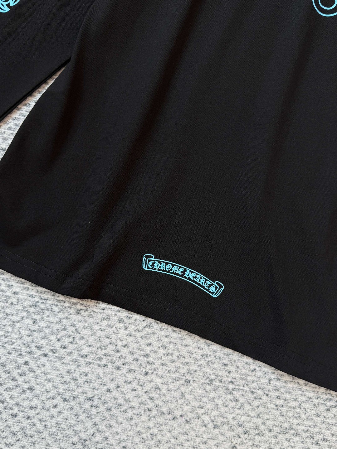 Chrome Hearts 克罗心 蓝色马蹄印花长袖T恤 打底衫 女款 黑色 A5