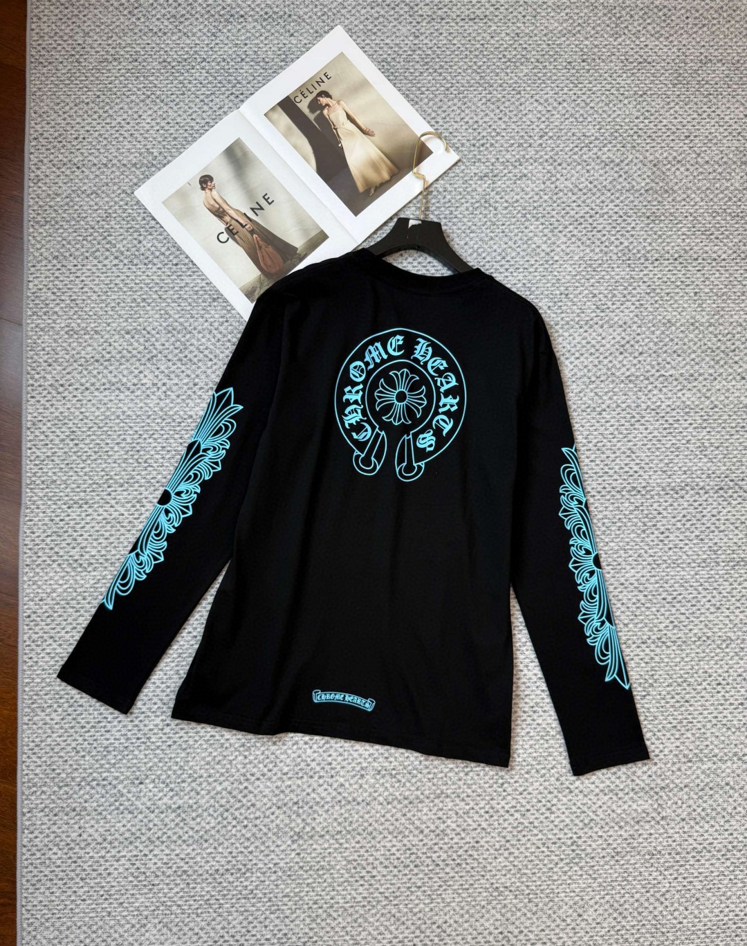 Chrome Hearts 克罗心 蓝色马蹄印花长袖T恤 打底衫 女款 黑色 A5